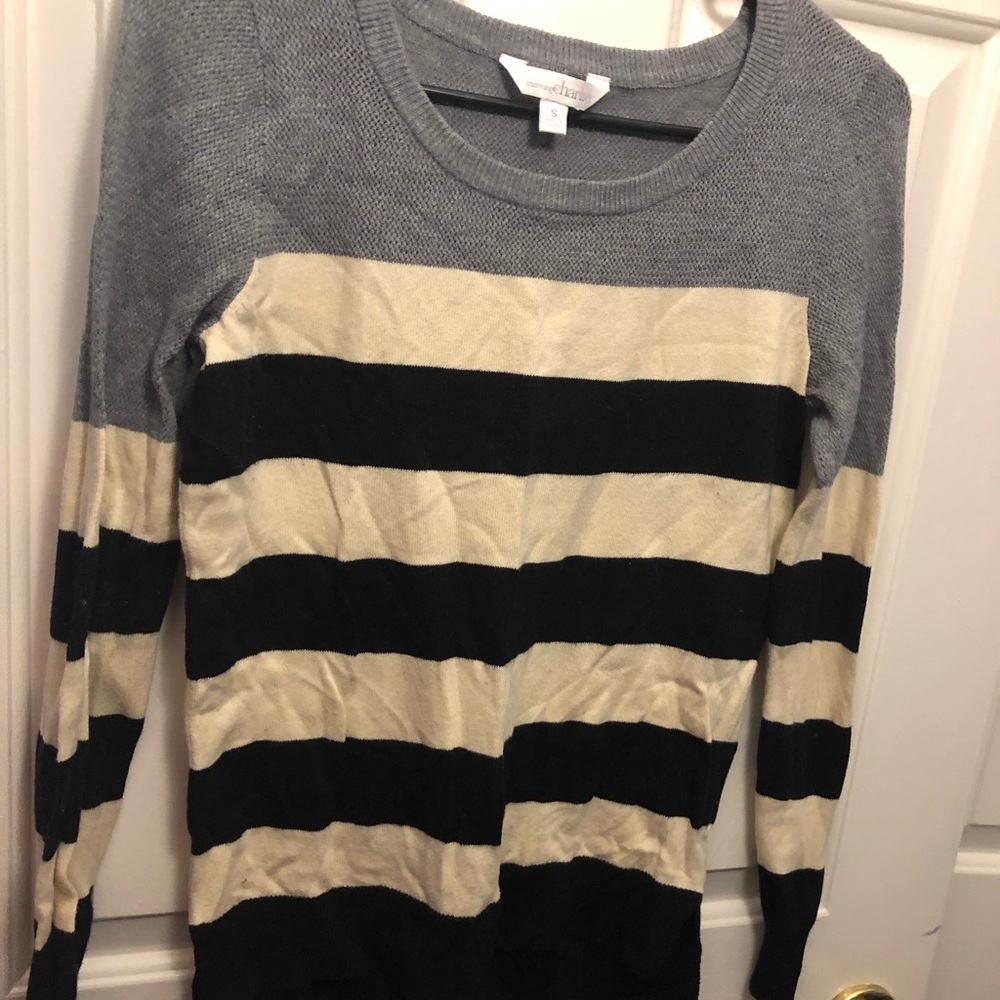 Grey cream and black sweater